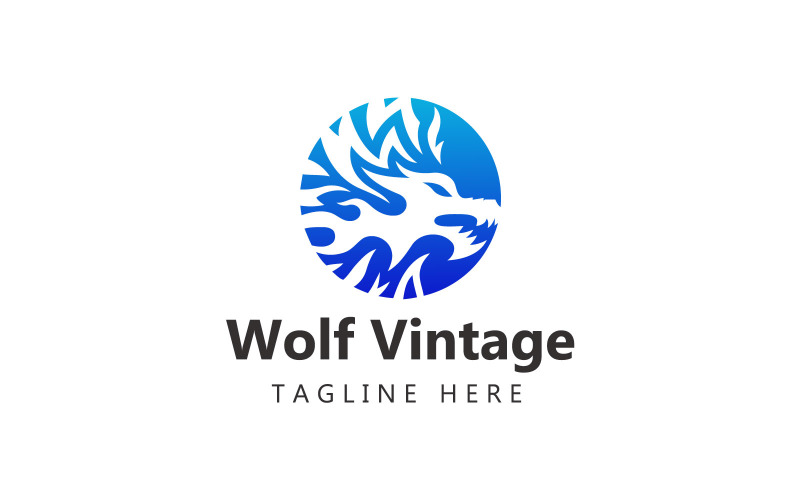 Логотип волка и винтажный шаблон логотипа волка