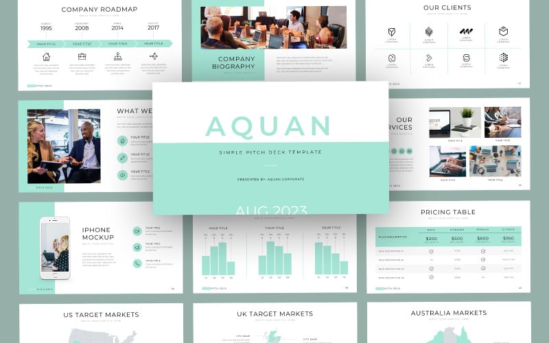 Aquan Business Pitch Deck PowerPoint-sjabloon
