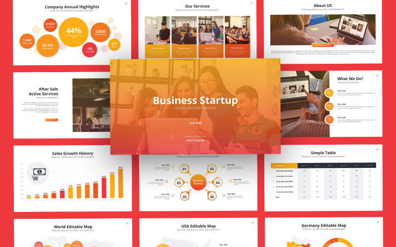 Шаблон Google Slides для стартапа Actz Business