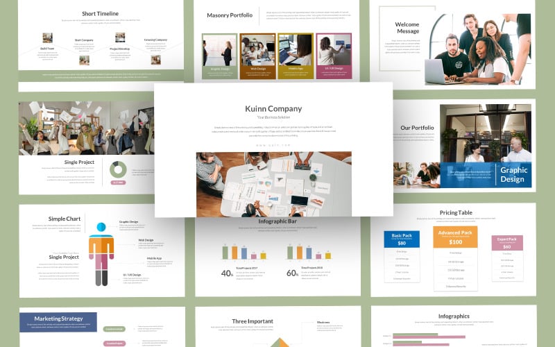 Modèle PowerPoint de affaires minimales de Kuinn