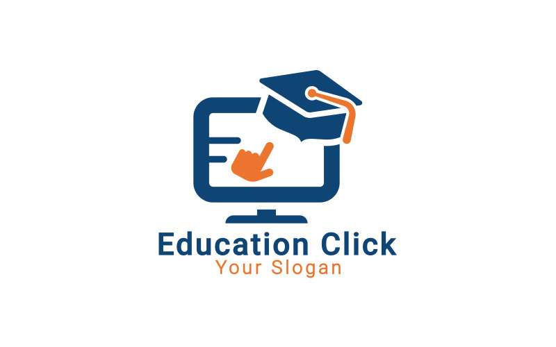 Logo d'éducation en ligne, logo de clic d'éducation, logo de livre électronique, logo de bibliothèque électronique, modèle de logo d'apprentissage en ligne