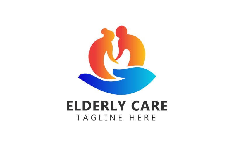 Logo de soins aux personnes âgées et modèle de logo de couple de personnes âgées