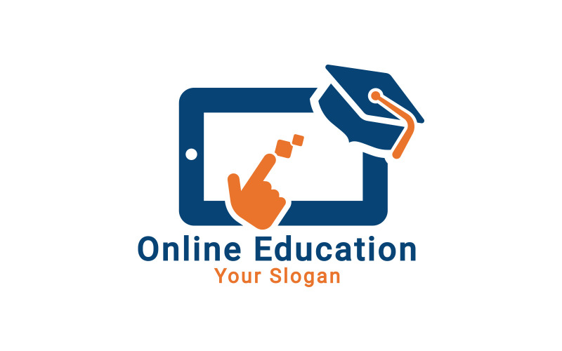 Logo dell'istruzione online, logo dell'istruzione, logo dell'e-book, logo della biblioteca elettronica