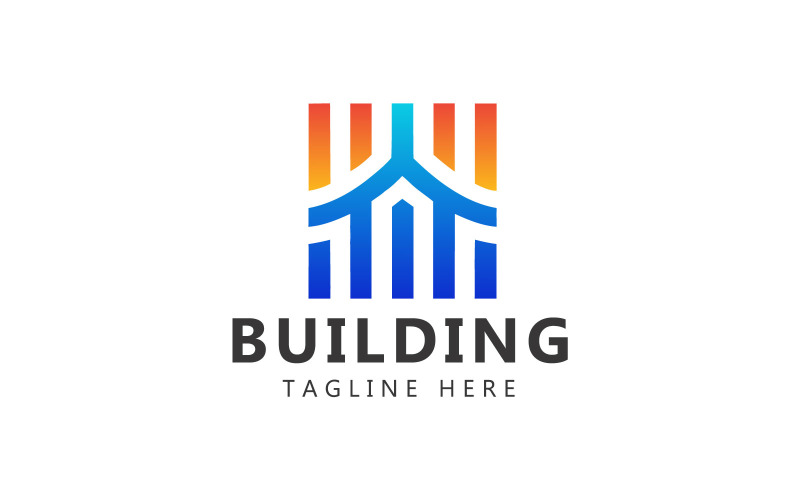 Logo immobilier et modèle de logo de bâtiment linéaire