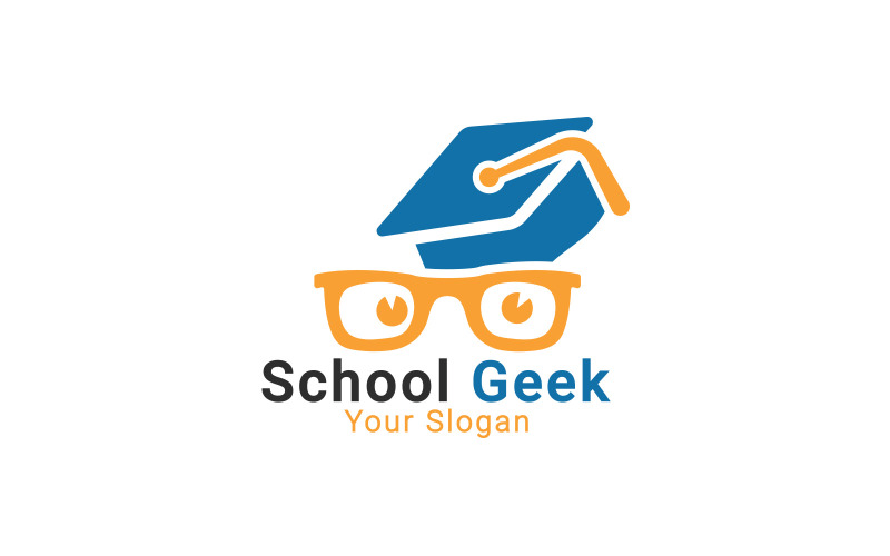 Logo szkolnego maniaka, logo maniaka społecznościowego, szablon logo maniaka