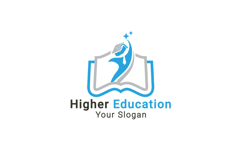 Logo wyższego wykształcenia, logo edukacji osiągającej gwiazdę, logo edukacji światowej, szablon logo ukończenia szkoły