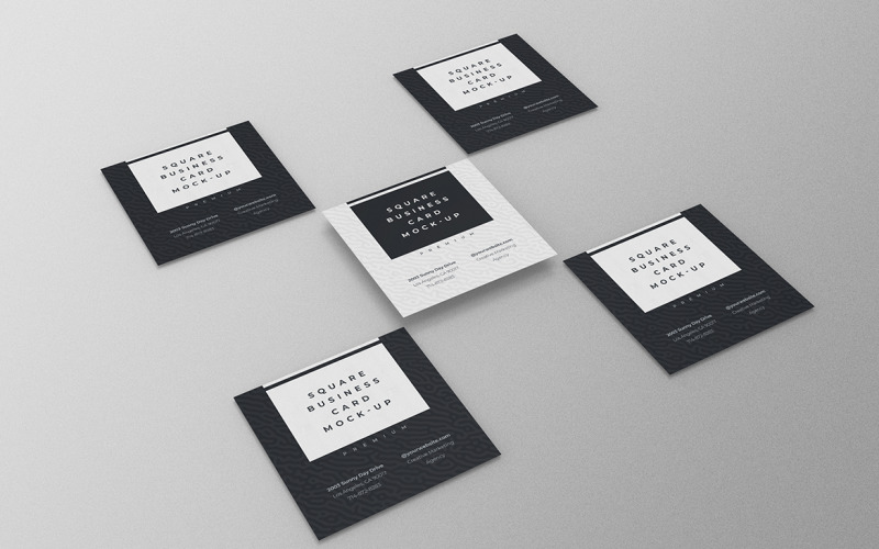 Square Business Card Mockup PSD Template Vol 37