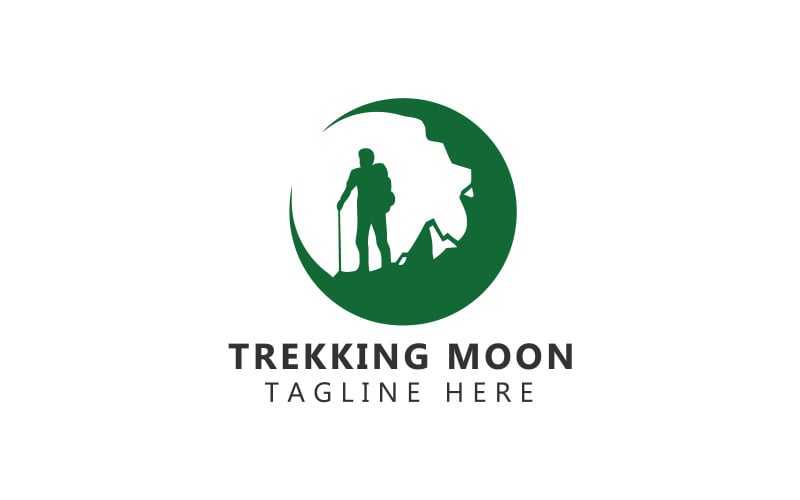 Trekking-Mond-Logo und Abenteuer-Logo-Vorlage