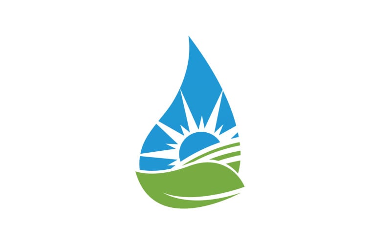 Крапля води та лист Природа Енергія Логотип 14
