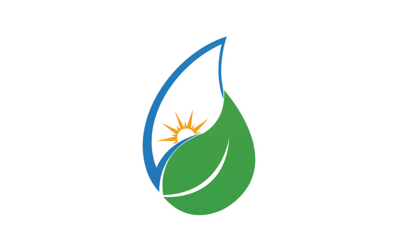 Крапля води та лист Природа Енергія Логотип 19
