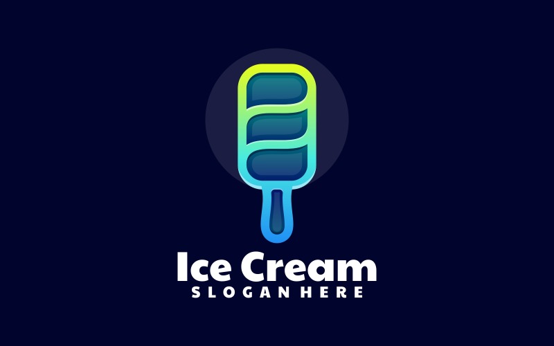 Ice Cream Line Art Farbverlauf Logo