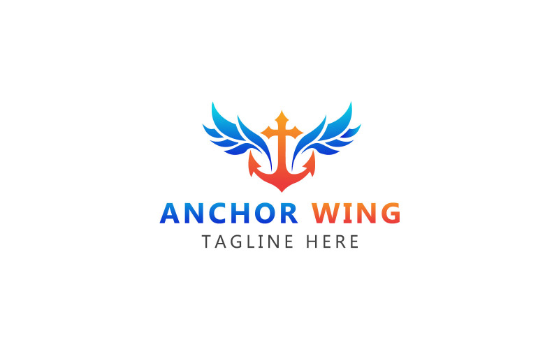 Logo d'ancre et modèle de logo d'aile d'ancre