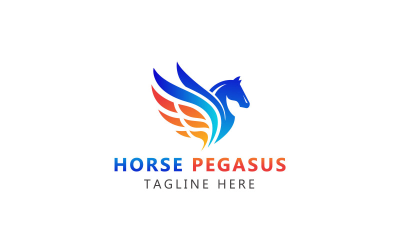 Logo Pegasus Elite i szablon Logo skrzydła Pegasusa konia