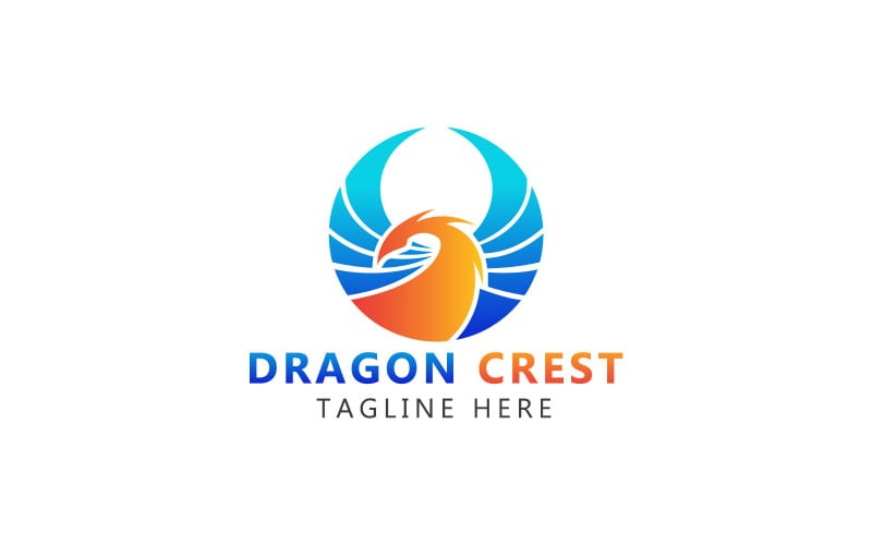 Dragon Crest Wings-logo en Dragon heraldische logo-sjabloon