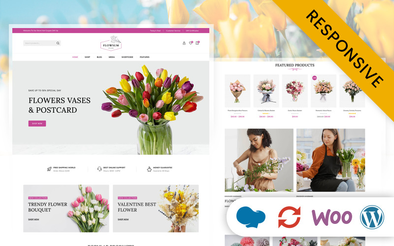 Flowsum - Адаптивна тема WooCommerce для квіткового магазину