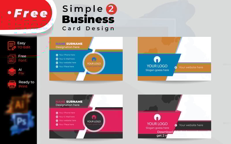 FREE Business card Design Template 304182 TemplateMonster
