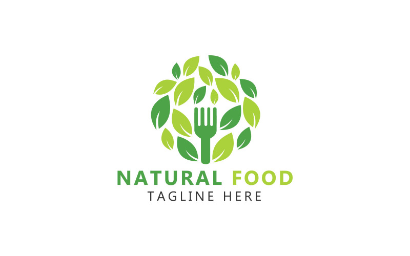 Logo di cibo biologico sano e modello di logo di cibo naturale