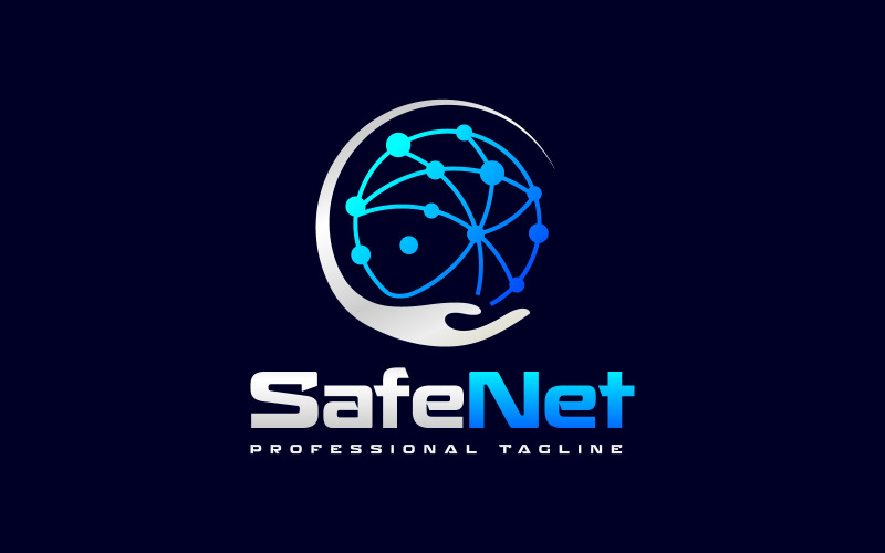 Logo di rete sicura per la sicurezza globale digitale
