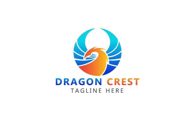 Logotipo de alas de cresta de dragón y plantilla de logotipo heráldico de dragón
