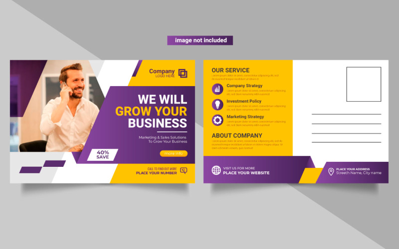 Entwurfsvorlage für Unternehmenspostkarten. erstaunliches und modernes Postkartendesign. Konzept