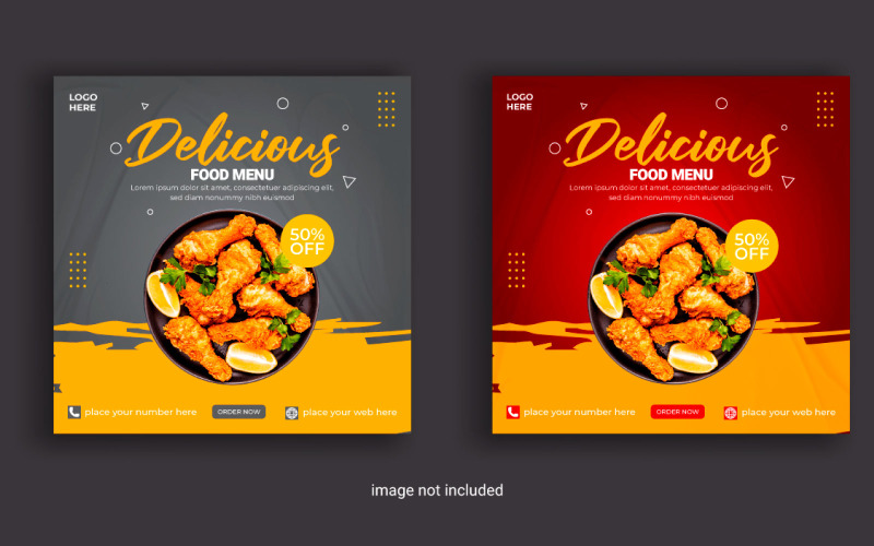Food social media post for advertising discount sale offer template social media