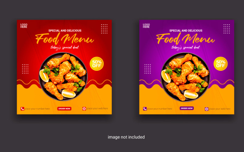 Mat sociala medier inlägg för reklam mall sociala medier mat omslag inlägg design