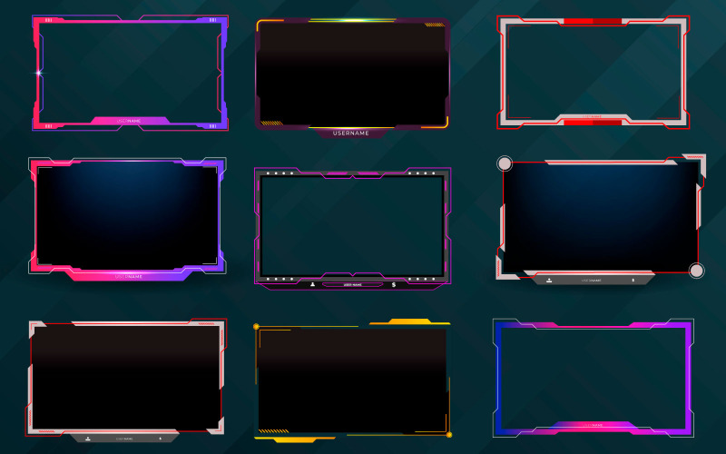 Pacchetto overlay stream Twitch che include overlay facecam, offline, a partire da presto vettore