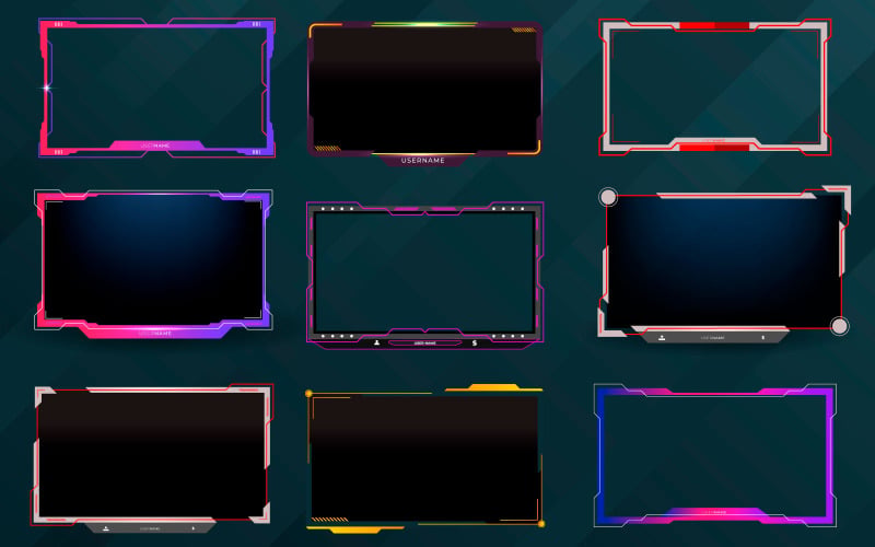 Překryvný balíček Twitch stream včetně překrytí facecam, offline, brzy začne vektor