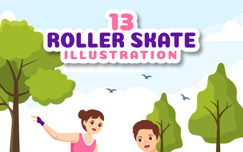 13骑旱冰鞋插画