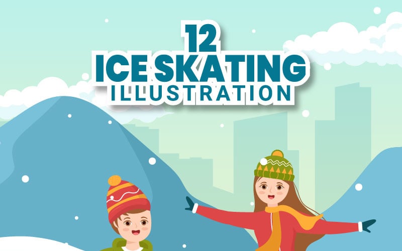 12 Skating on Ice Rink Illustration #304229 - TemplateMonster