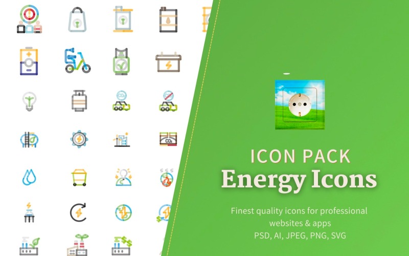 Velká energetická sada ikon - 176 energetických ikon