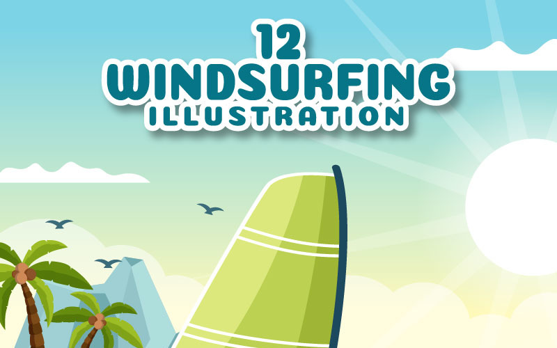 12 Windsurfen Sport Illustratie