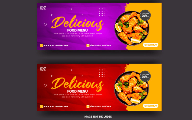 Design de banner de capa de mídia social de comida
