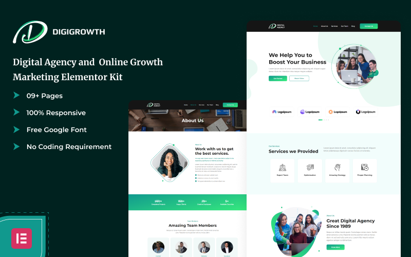 Digigrowth - 数字代理和在线增长营销 Elementor 套件