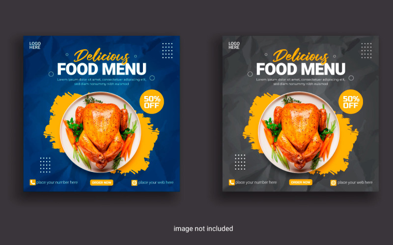 Eten social media post voor het adverteren van kortingsaanbiedingen