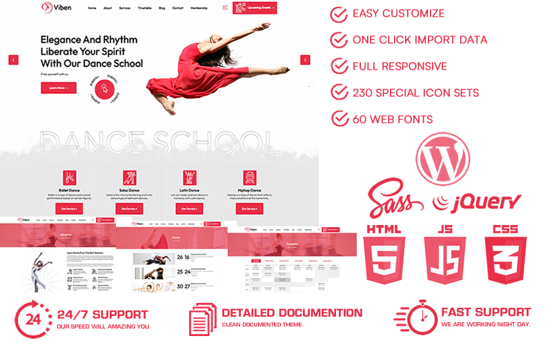 Viben - Tema WordPress para escola de dança e estúdio de dança