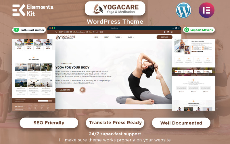 Yoga Care - Thème WordPress pour le yoga et la méditation