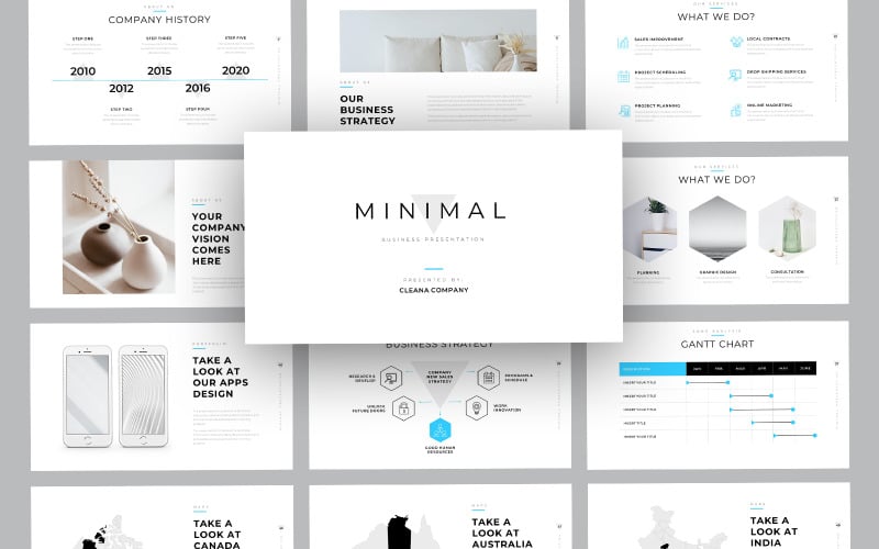 Cleana Minimal Business Plantilla de diapositivas de Google