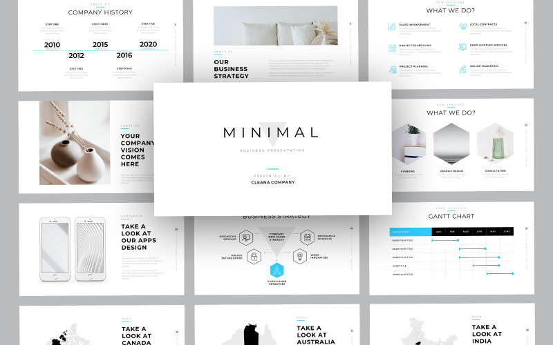 Cleana Minimal Business PowerPoint Template - TemplateMonster