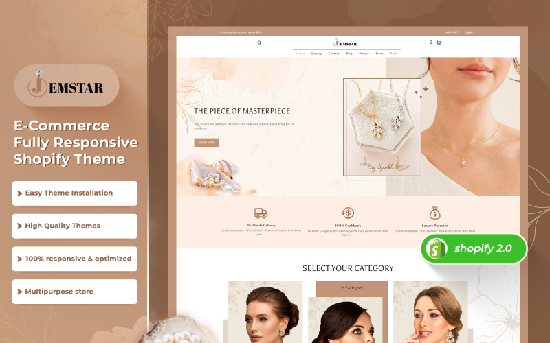 Jemstar Jewelary - Çok Amaçlı Premium Shopify 2.0 Teması
