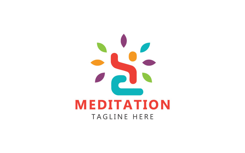 Logotipo de meditación y plantilla de logotipo de meditación humana de yoga