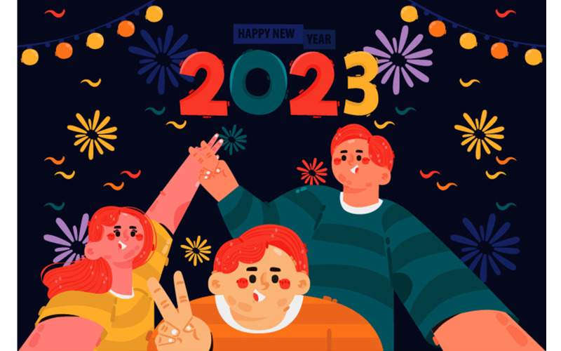 Yeni Yıl Arifesi Kutlama Arka Plan Çizimi