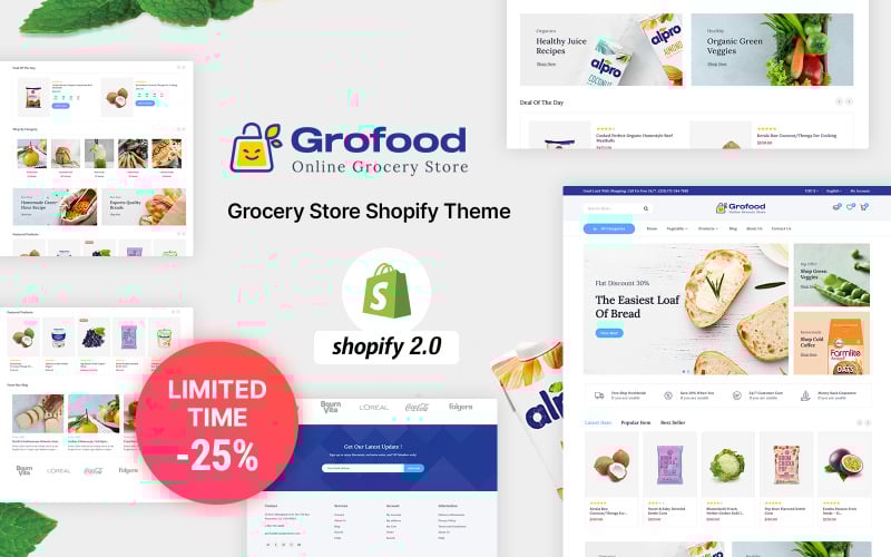 GroFood - 有机和杂货店 Shopify 主题 #304565