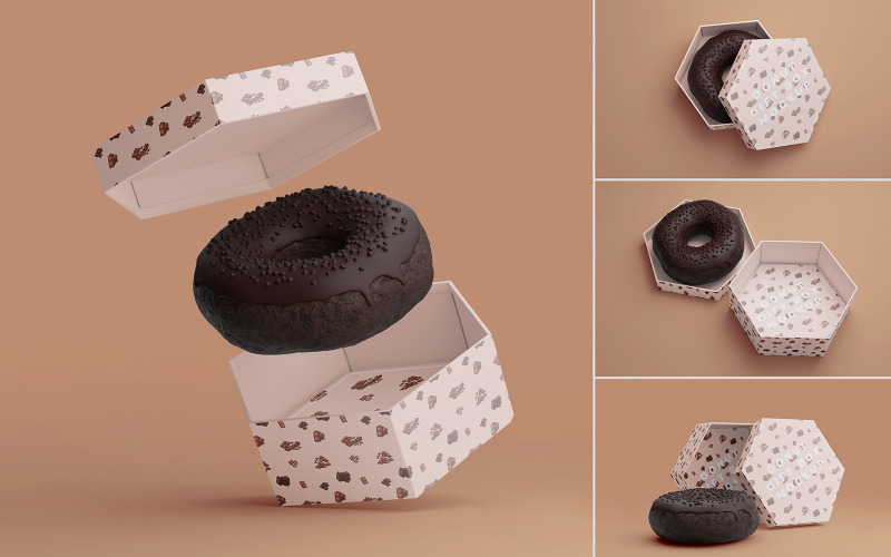Donut Gift Box Mockup Template 2
