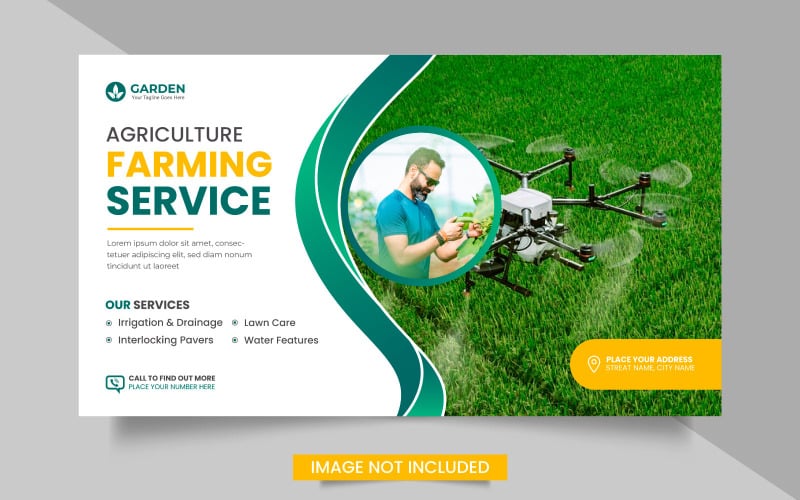 Landbouwdienst webbanner of grasmaaier tuinieren landschapsarchitectuur banner vector