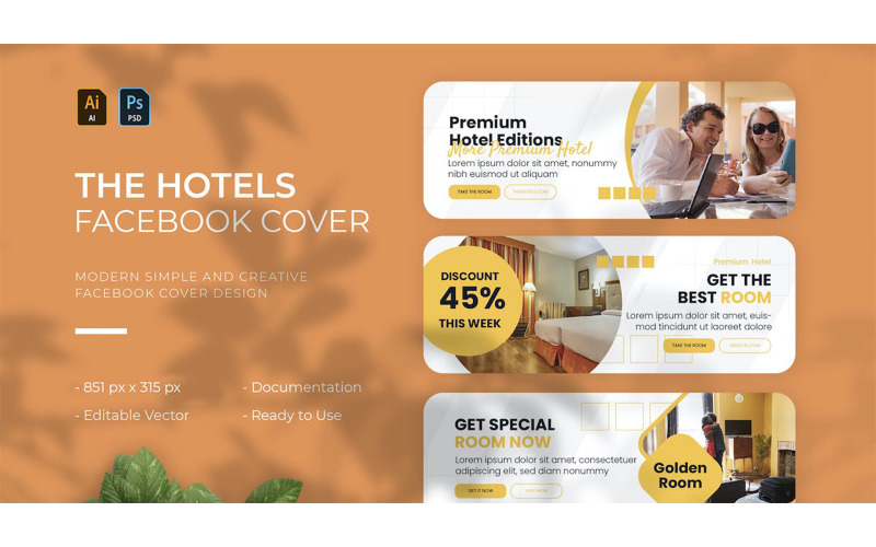 Modello di copertina Facebook per hotel premium