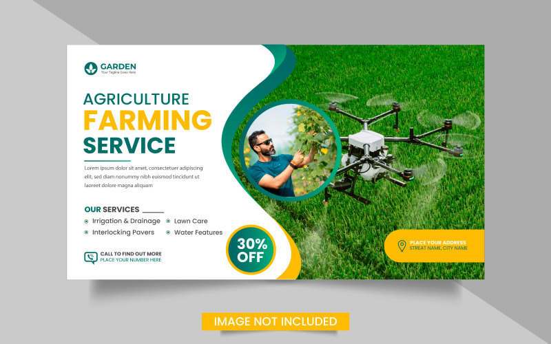 Webbannerbundel voor landbouwdiensten of banner voor tuinieren voor grasmaaiers