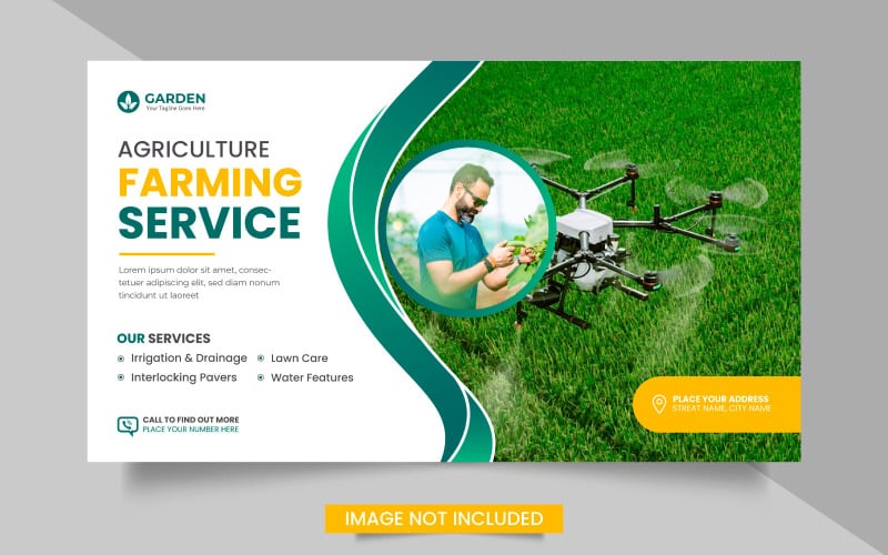 Zemědělské služby web banner nebo sekačka na trávu zahradnictví terénní úpravy banner vektor