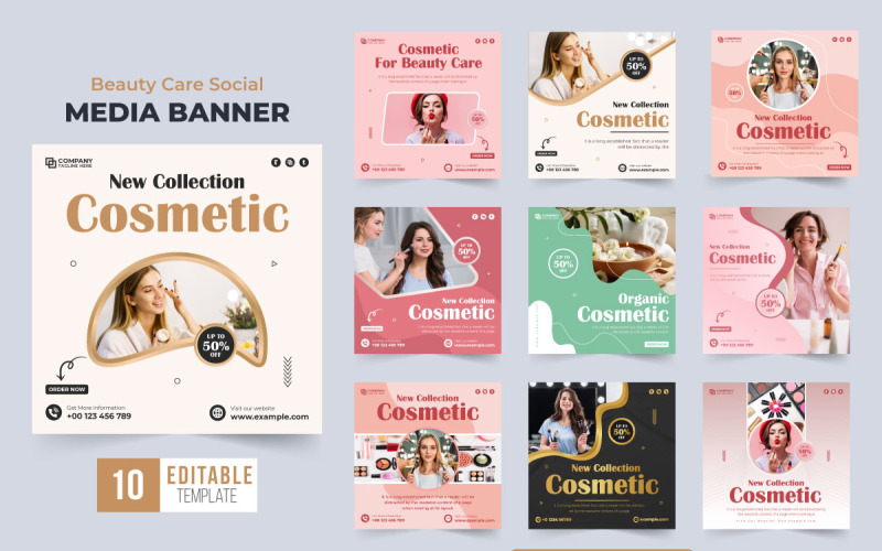 Cartel de venta de productos de maquillaje y belleza.