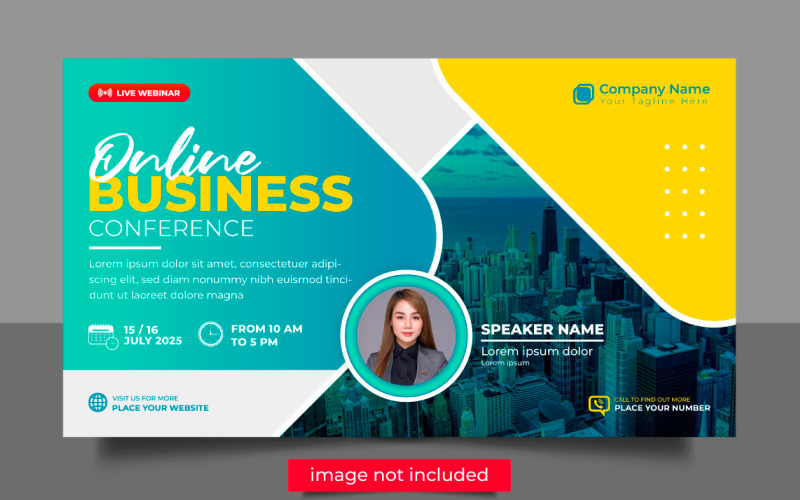 Panfleto de conferência ou panfleto horizontal e banner de convite design de webinar ao vivo